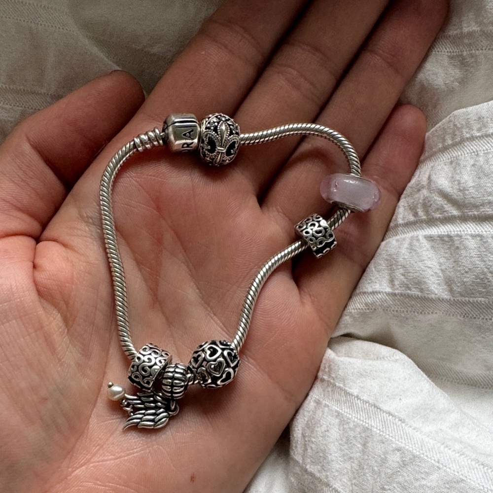 Pandora bracelet with charms